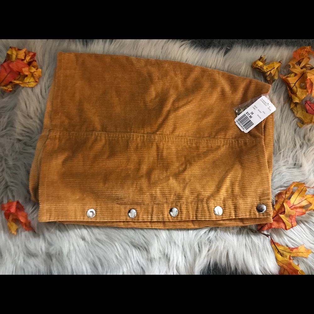 Tan Corduroy Button Skirt